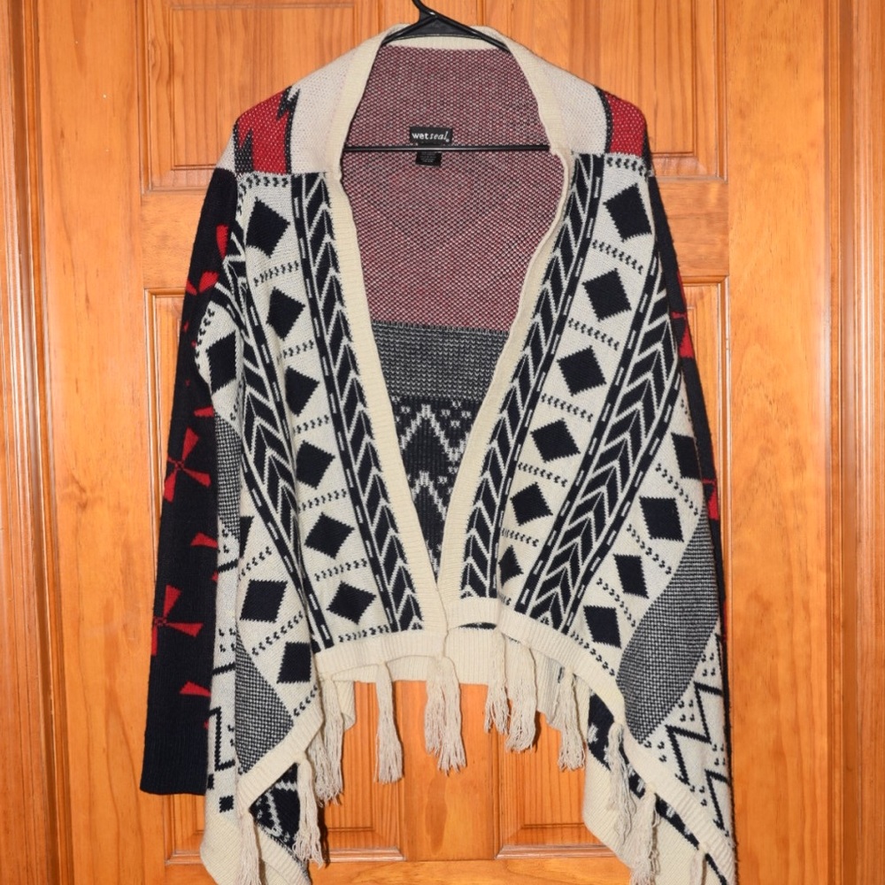 Wet Seal Red, Blue, and Beige Shawl